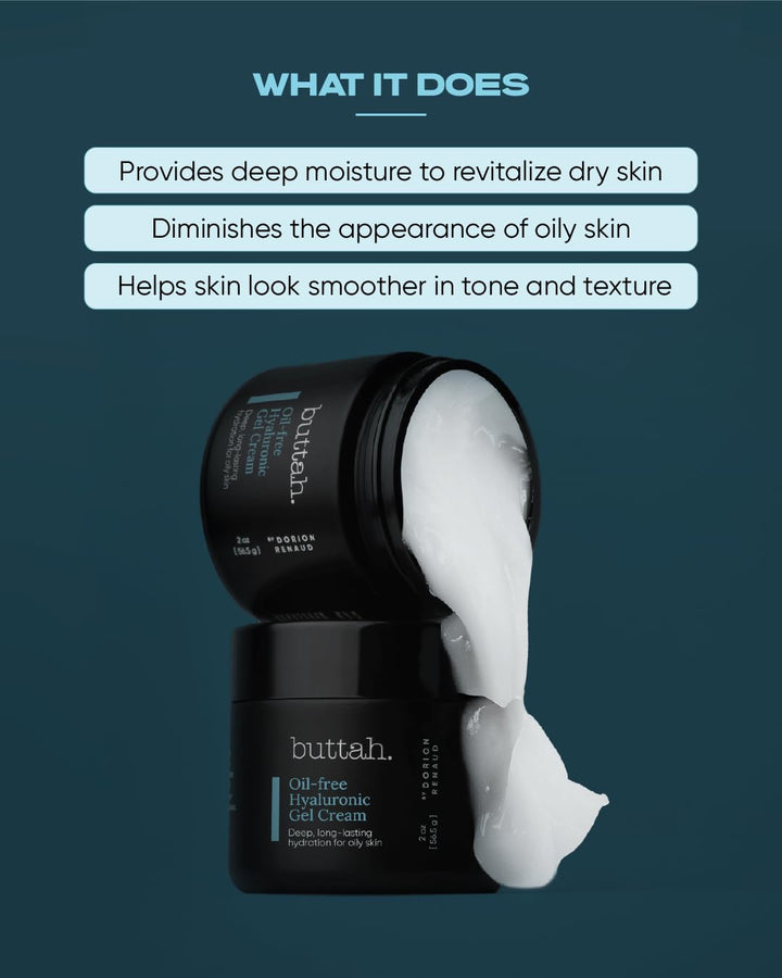 Buttah Skin - Crema de gel hialurónico sin aceite, 2 onzas, hidrata...