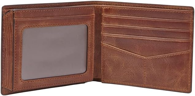 Cartera Fossil para hombre, de piel, plegable, con bloqueo RFID y v...
