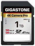 Recuperación de datos gratuita de 5 años: tarjeta de memoria SDXC de 1 TB GIGASTONE 4K Pro Series Velocidad de transferencia de cámara de hasta 150 MB/s compatible con cámara digital, UHS-I A1 V30