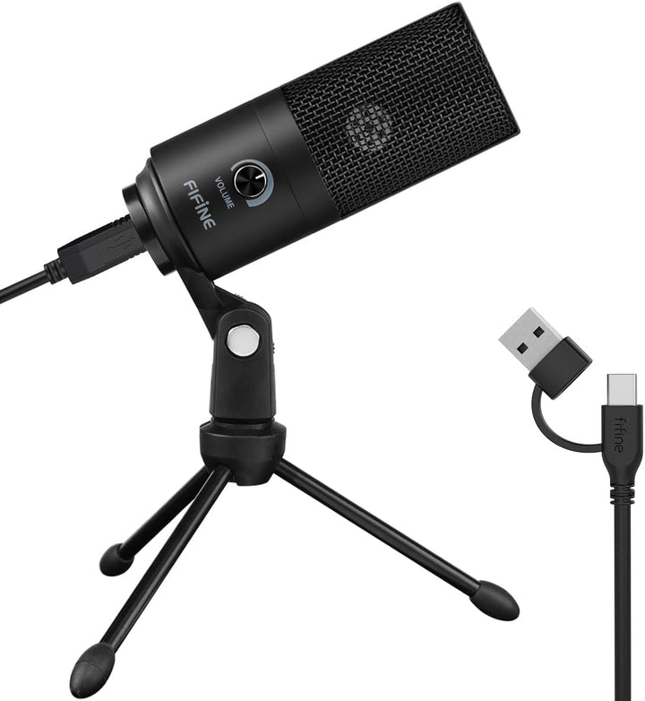 FIFINE Micrófono USB, Micrófono de condensador de metal para grabar...