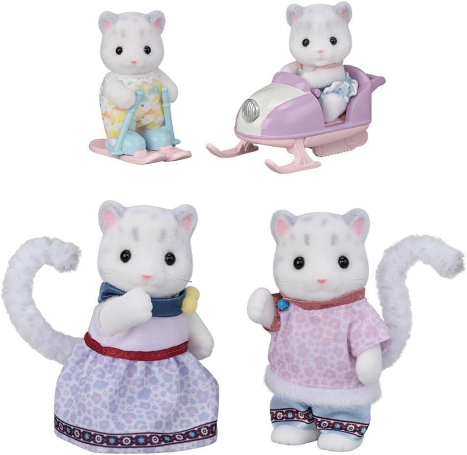 Sylvanian Families - 5814 Snow Leopard Family, juego con figura de animal, figuras de animales aterciopelados, leopardos, juguetes para niños de 3 años en adelante