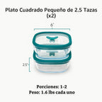 Anyday Paquete de 2 recipientes de vidrio para almuerzo de 2.5 tazas (kale)
