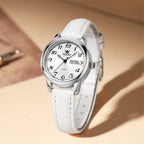 OLEVS Relojes de cuero para mujer lujo moda vestir impermeable cuarzo