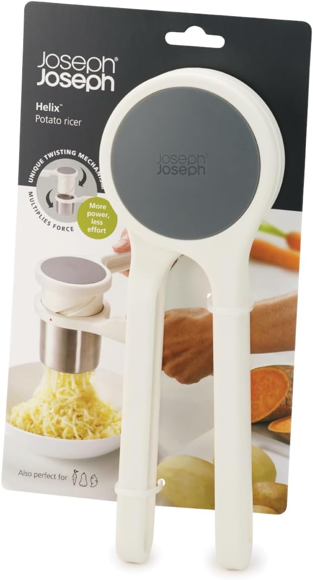 Exprimidor ergonómico, con giro, de acero inoxidable Joseph Joseph, (Potato Ricer), Blanco