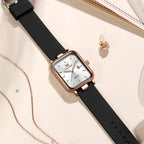OLEVS Reloj para Mujer Casual Fashion Cuadrante Cuadrado Correa de Silicona Negra Elegante Delicado Cuarzo a Prueba de Agua Lectura Fácil