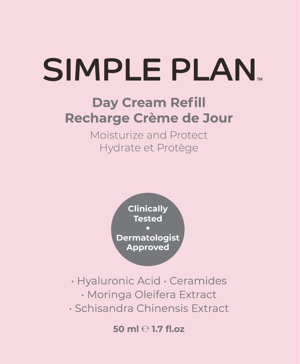 SIMPLE PLAN Recarga de crema de día con ácido hialurónico, hidratan...