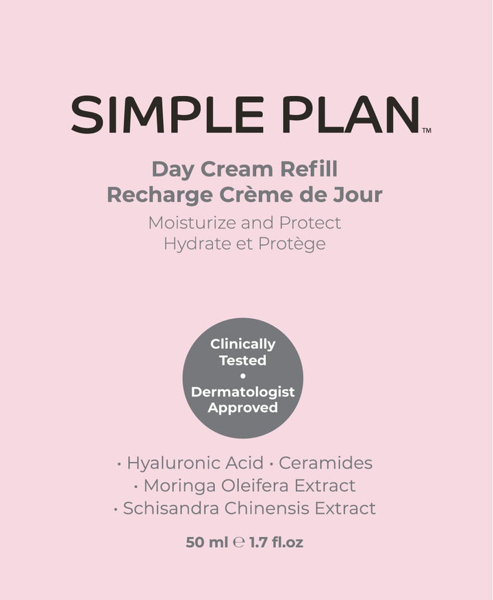 SIMPLE PLAN Recarga de crema de día con ácido hialurónico, hidratan...