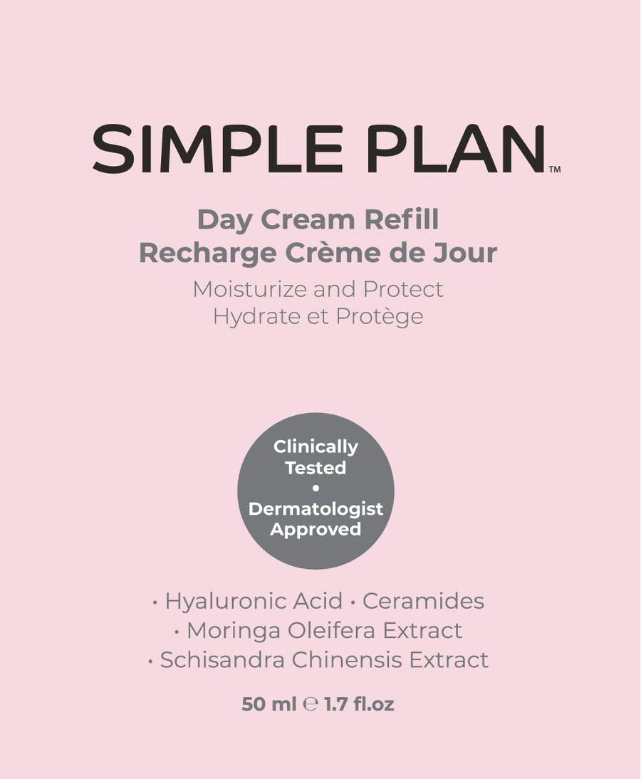 SIMPLE PLAN Recarga de crema de día con ácido hialurónico, hidratan...