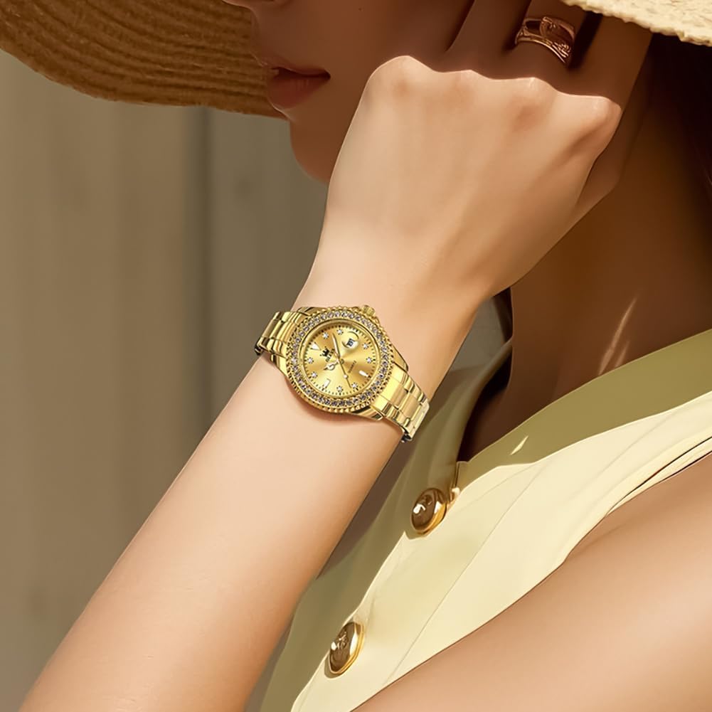 OLEVS Relojes para Mujer de Vestir Lujo Acero Inoxidable a Prueba de Agua Reloj de Muñeca
