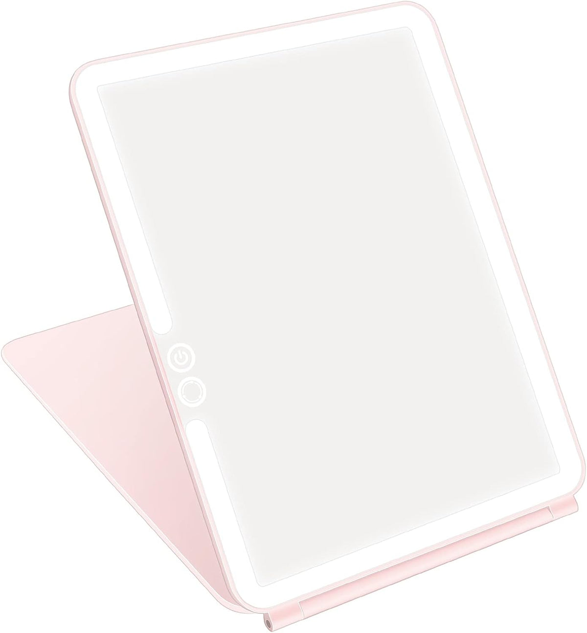 Espejo de viaje plegable espejo de maquillaje iluminado con 72 LED, 3 modos de luz de colores, recargable por USB, portátil, ultrafino, espejo de tocador compacto con pantalla táctil regulable