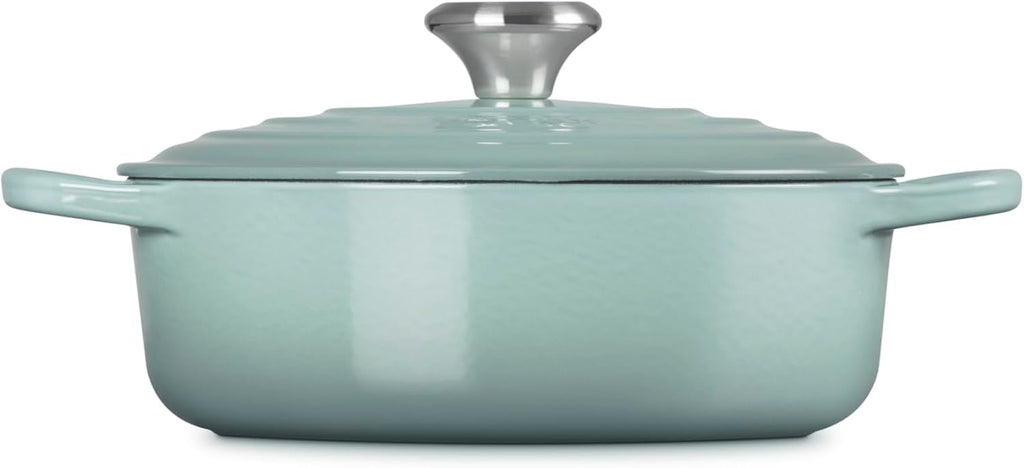 Le Creuset Horno holandés redondo ancho de hierro fundido esmaltado, 3.5 cuartos de galón., sal marina