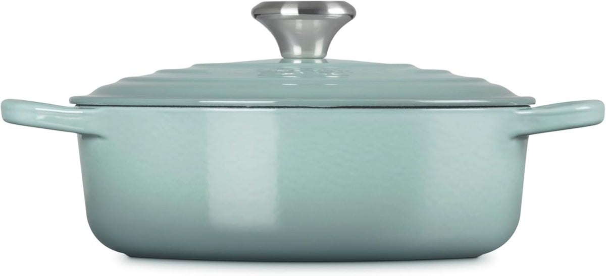 Le Creuset Horno holandés redondo ancho de hierro fundido esmaltado, 3.5 cuartos de galón., sal marina
