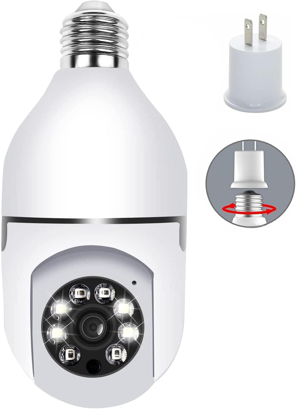 TUYA - Cámara de seguridad con bombilla E27, WiFi a color, 360 grados, panorámica/inclinación, cámara IP panorámica, 2.4 GHz, 1080P, vigilancia para el hogar, cámara para niños, con alarma de