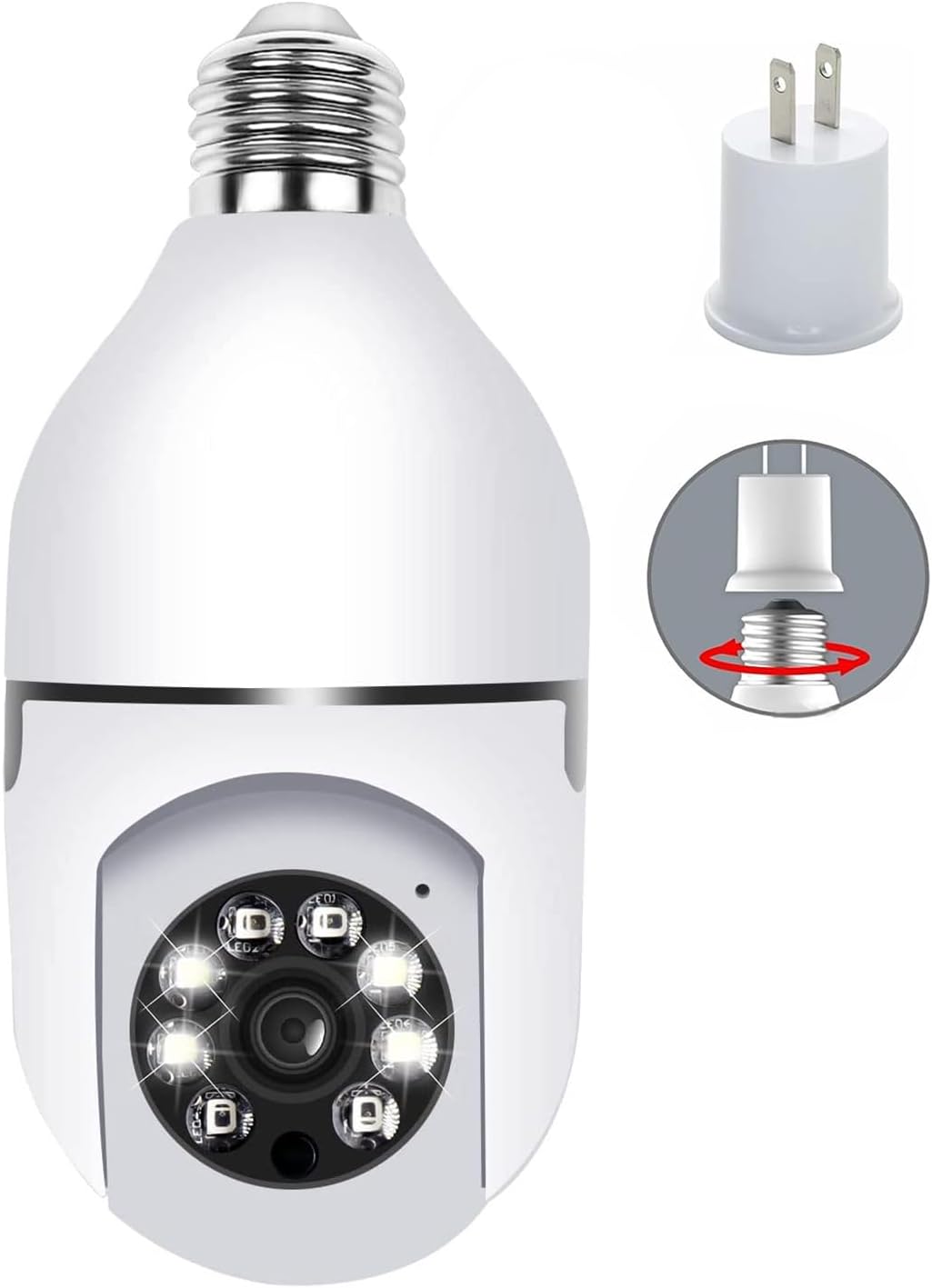 TUYA - Cámara de seguridad con bombilla E27, WiFi a color, 360 grados, panorámica/inclinación, cámara IP panorámica, 2.4 GHz, 1080P, vigilancia para el hogar, cámara para niños, con alarma de