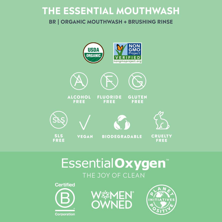 Essential Oxygen Enjuague de Cepillado Orgánico Certificado BR, Enj...