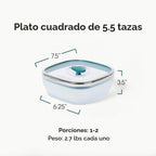 Anyday Juego de 4 piezas de utensilios cuadrados para microondas y juego de almacenamiento de alimentos con tapas de vidrio | Envases libres de plástico y BPA | Platos de 10 tazas y 5.5 tazas (Kale)