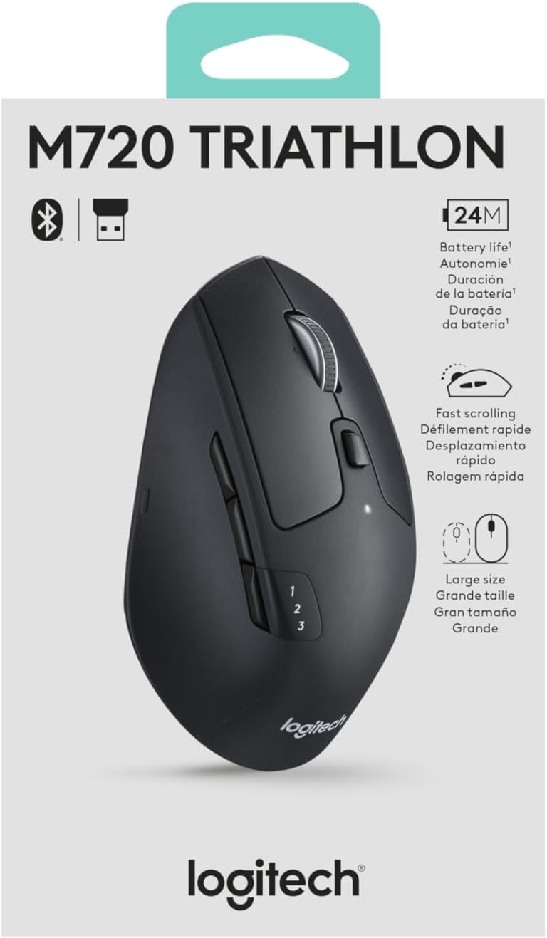 Logitech M720 (910-004790) Triathalon Mouse inalámbrico para múltip...