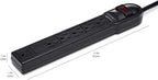 Lámpara Amazon Basics Regleta protectora de sobretensiones, 6 tomas, 790 julios, interruptor de circuito, indicador LED, cable de extensión de 6 pies, negro, paquete de 10