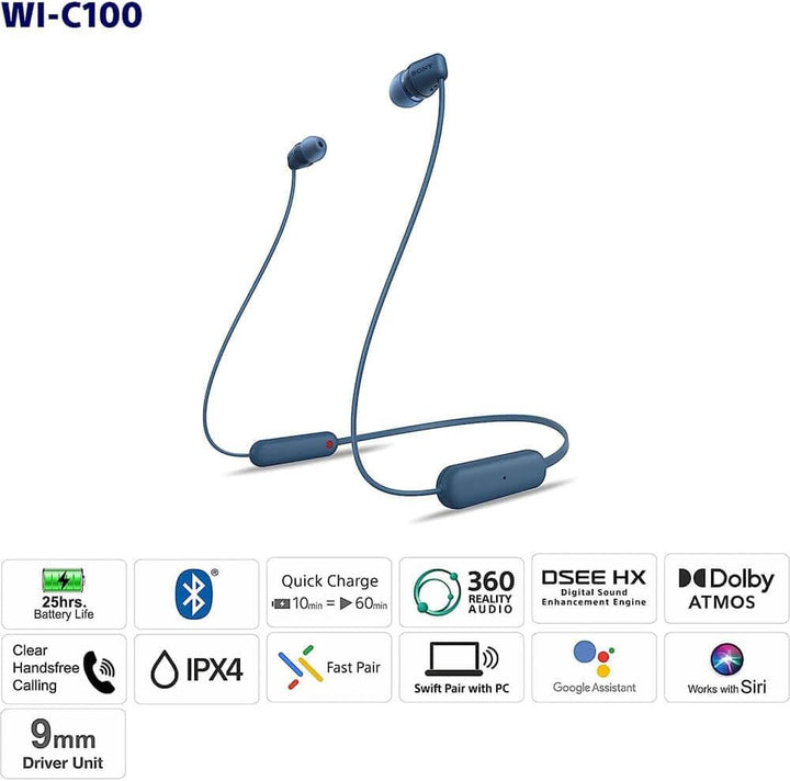 Sony WI-C100 Auriculares inalámbricos intrauditivos Bluetooth con m...