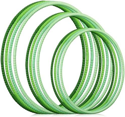 Syhood 12 piezas de juguete de color aro de plástico desmontable ajustable de peso ligero equipo de ejercicio fitness juguete anillo de cintura para fiesta de adultos, 3 tamaños (verde, rosa, amarillo