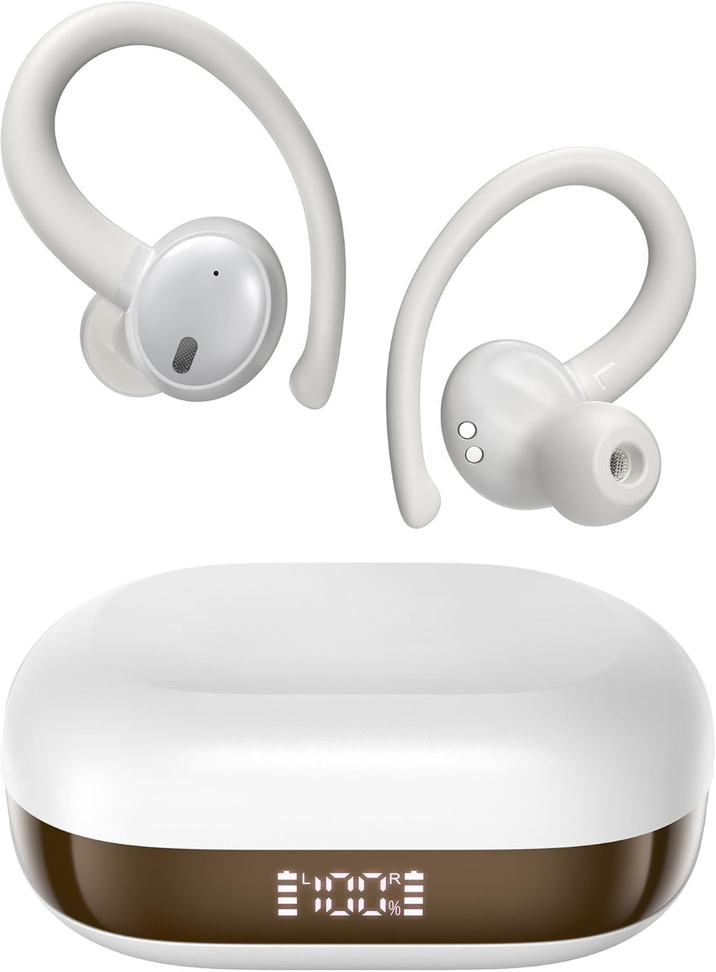 Oraolo N-Lite 216 - Auriculares inalámbricos, deportivos con ganchos para los oídos, auriculares con cancelación de ruido, graves profundos estéreo sobre auriculares de 48 horas de reproducción
