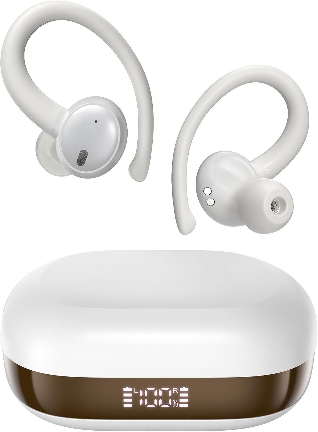 Oraolo N-Lite 216 - Auriculares inalámbricos, deportivos con ganchos para los oídos, auriculares con cancelación de ruido, graves profundos estéreo sobre auriculares de 48 horas de reproducción