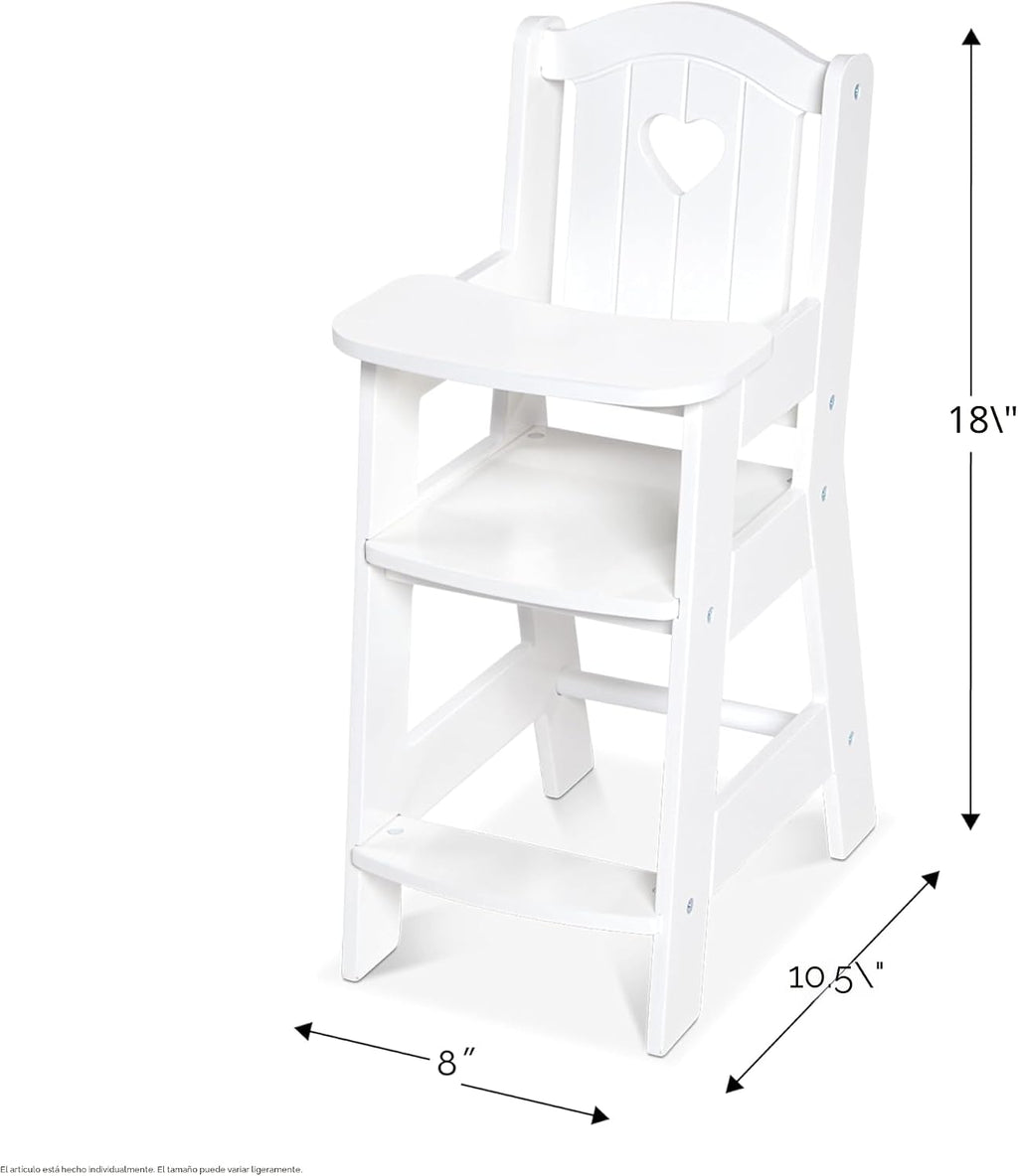 Melissa & Doug Silla alta de juguete para juego de imitación con accesorios para muñeca bebé