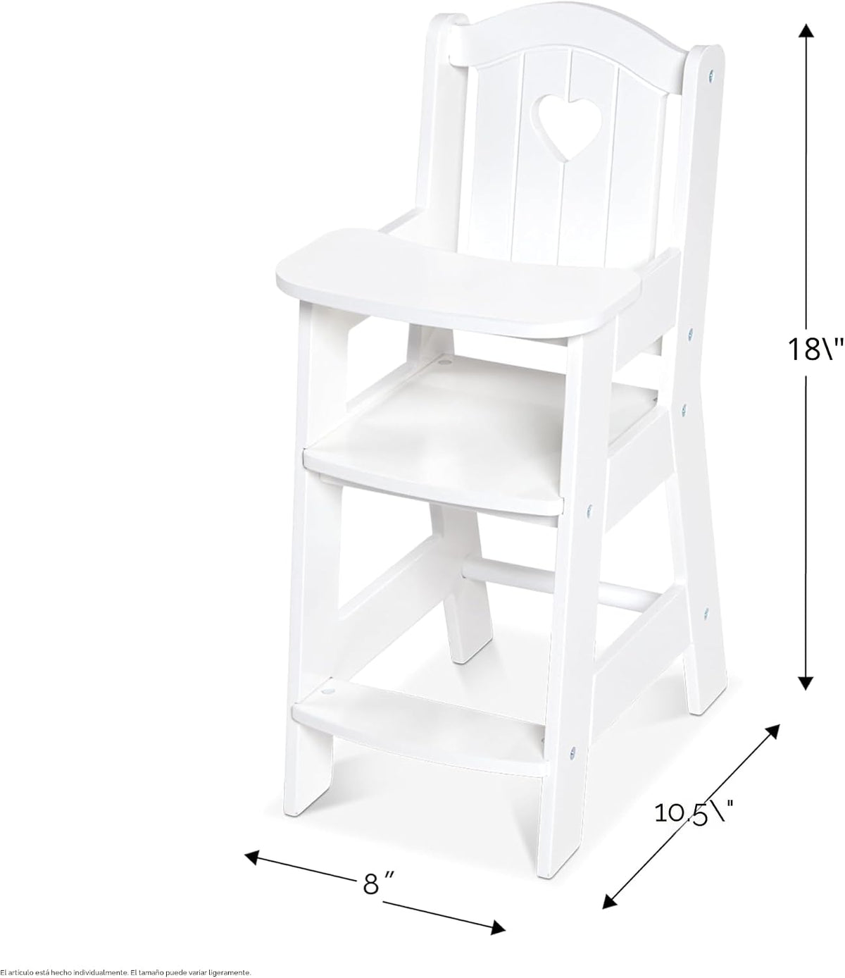 Melissa & Doug Silla alta de juguete para juego de imitación con accesorios para muñeca bebé