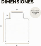Tapete para silla de oficina HON para alfombra, resistente, transparente, 36 x 48 in