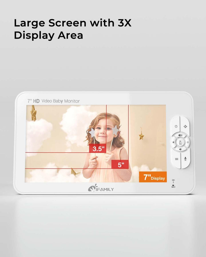 iFamily Monitor de bebé grande de 7" con pantalla dividida y 2...