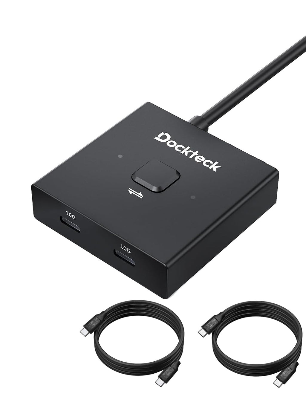 Interruptor USB C, conmutador bidireccional 1 en 2 salidas/2 en 1 salida, interruptor USB con 4K @60Hz, velocidad de transferencia de 10 Gbps, carga PD de 100 W, incluye dos cables USB-C de