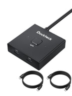 Interruptor USB C, conmutador bidireccional 1 en 2 salidas/2 en 1 salida, interruptor USB con 4K @60Hz, velocidad de transferencia de 10 Gbps, carga PD de 100 W, incluye dos cables USB-C de