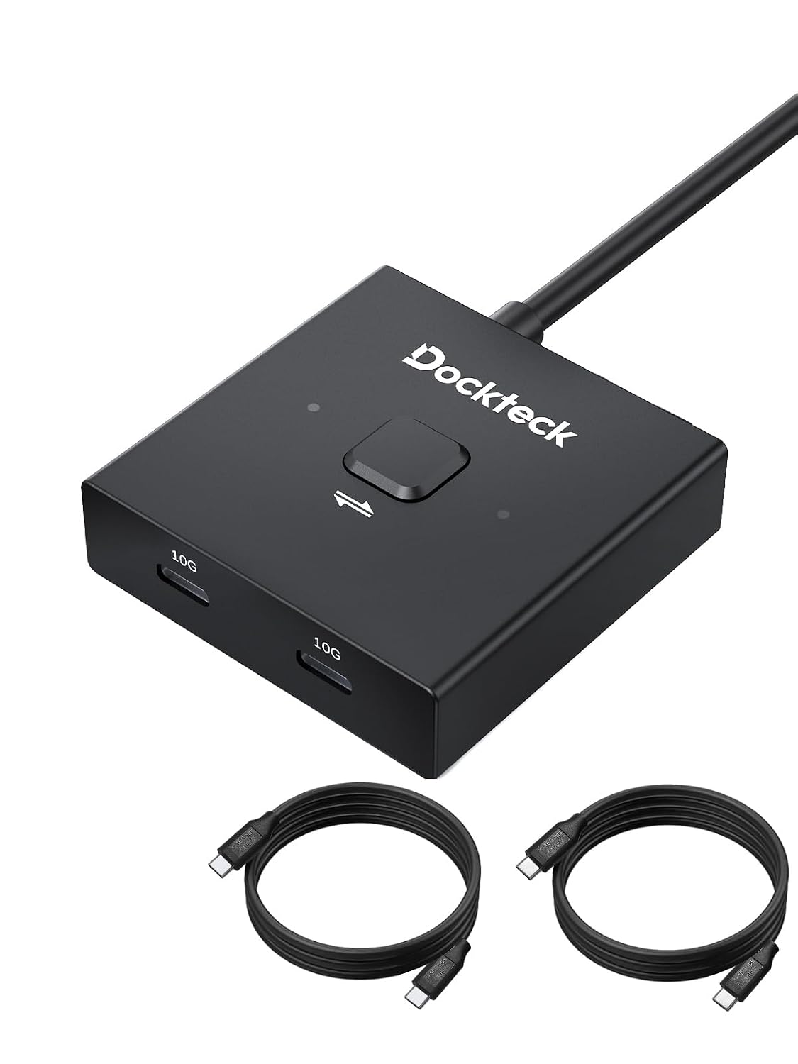 Interruptor USB C, conmutador bidireccional 1 en 2 salidas/2 en 1 salida, interruptor USB con 4K @60Hz, velocidad de transferencia de 10 Gbps, carga PD de 100 W, incluye dos cables USB-C de