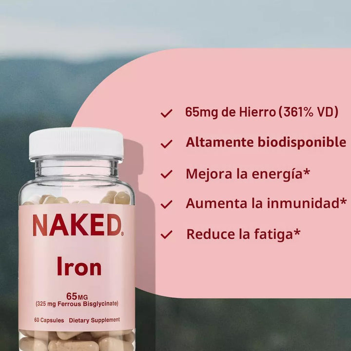 Naked Iron 65mg, 325mg Ferro Bisglicinato - Suplemento de hierro de...