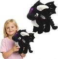 Peluche de dragón alado, animal de peluche de fantasía suave, negro