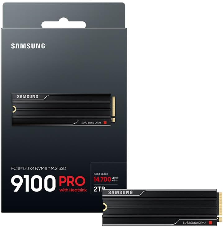 Samsung SSD 9100 PRO con disipador de calor de 2 TB, PCIe 5.0x4 M.2...