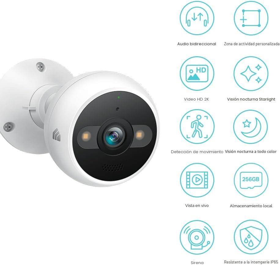 Kasa Smart - Cámara de seguridad 2K QHD para exteriores con cable,...