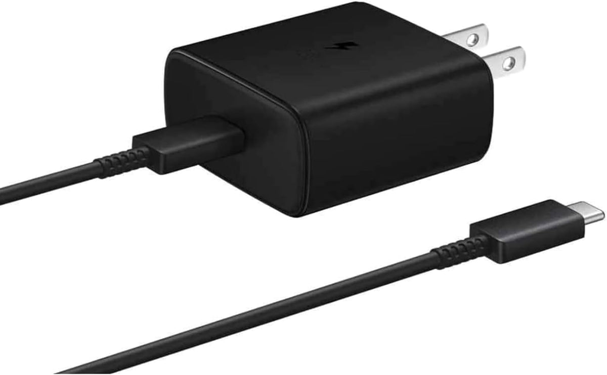 SAMSUNG - Cargador de pared USB-C de carga súper rápida de 45 W con cable, color negro