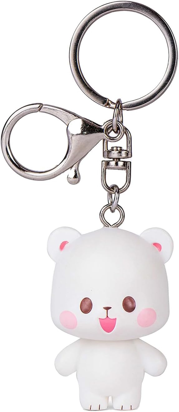 Llavero de figura 3D Milk Mocha – Lindo llavero de vinilo para bolsos, bolsos, bolsas y mochilas, llavero de metal