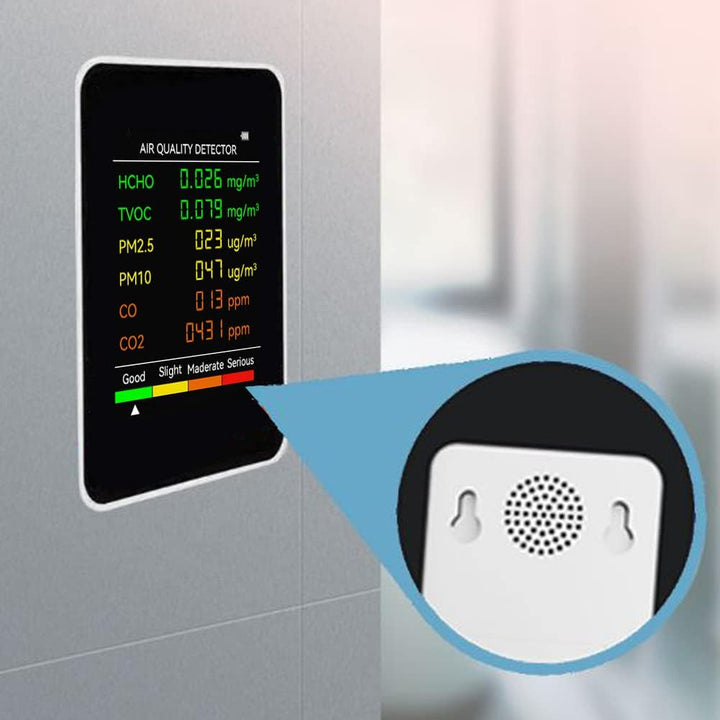 6 en 1 PM25 P HCHO TVOC CO CO2 Detector multifuncional de