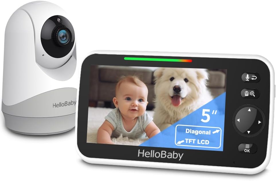 HelloBaby Monitor con cámara y audio, pantalla de 5'', 6 pulgadas