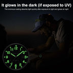GOLDEN HOUR Reloj de hombre con correa de nailon antideslizante con esfera de hora militar de fácil lectura y manecillas luminosas