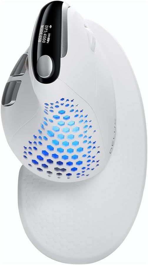DeLUX Seeker - Ratón ergonómico inalámbrico con pantalla OLED, rató...