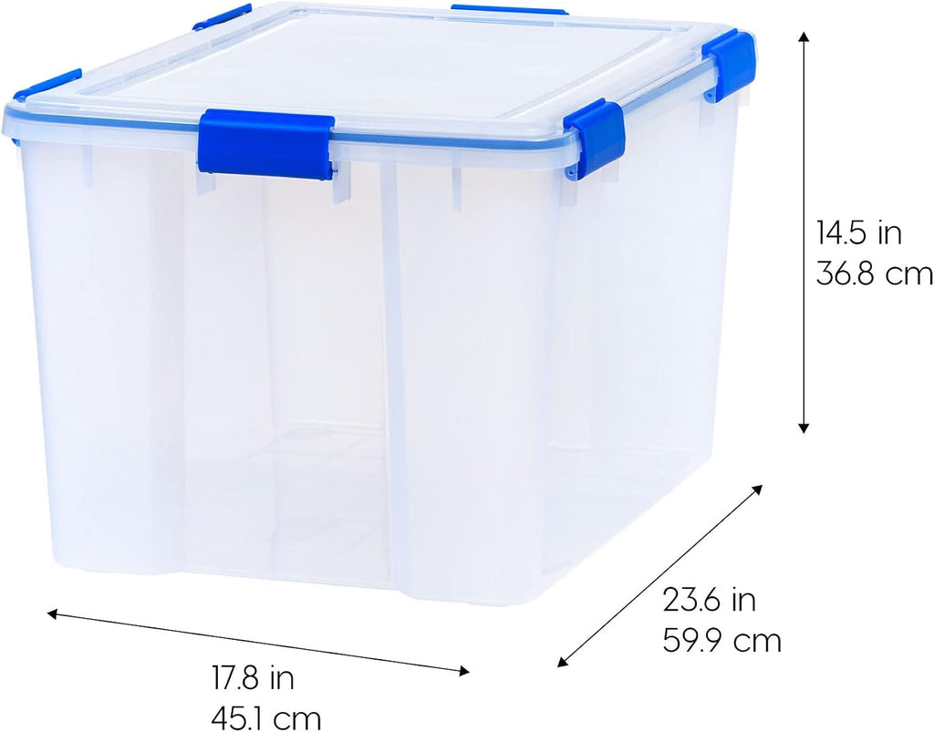 IRIS USA - Contenedor organizador de plástico hermético de 70 cuartos de galón con tapa duradera y sello y hebillas de cierre seguro