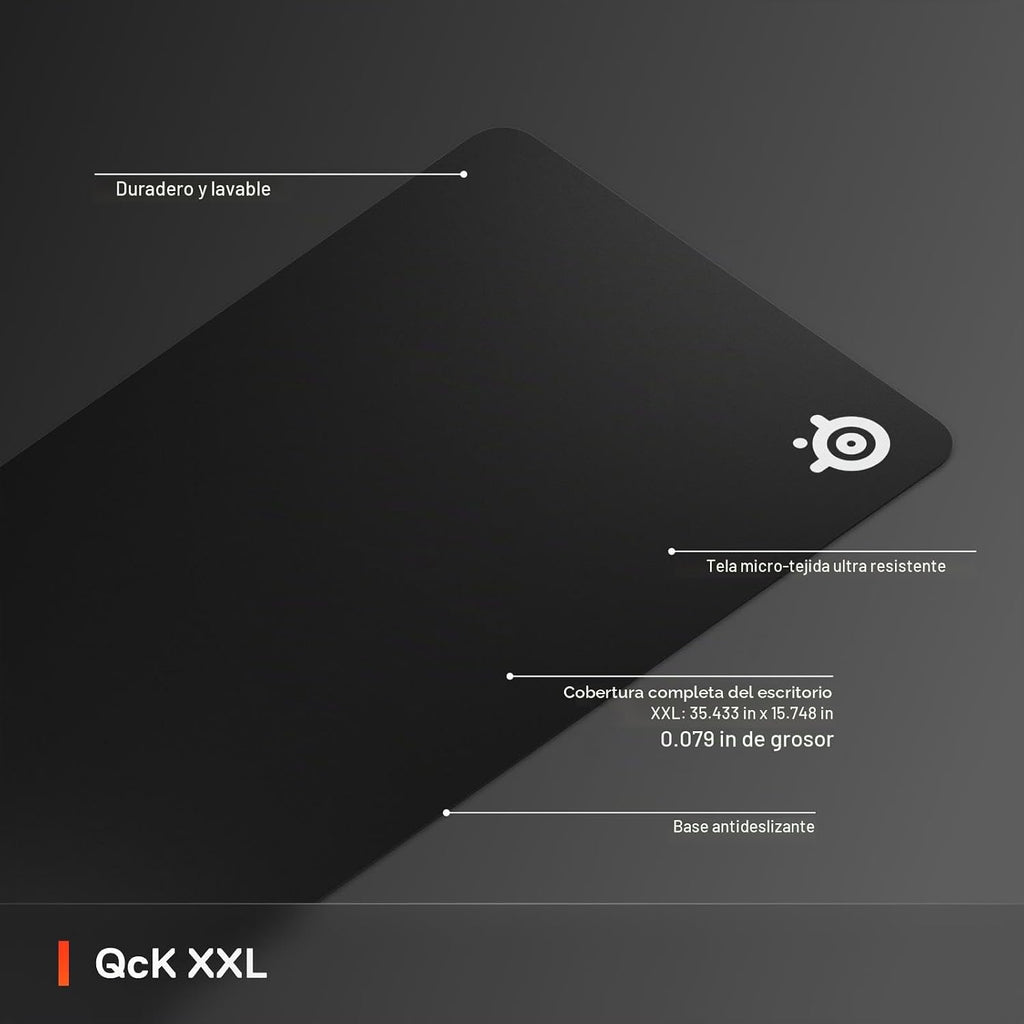 SteelSeries QcK XXL - Alfombrilla de mouse para juegos, tela XXL, seguimiento de movimiento y estabilidad perfectos, almohadilla para deportes electrónicos, antideslizante