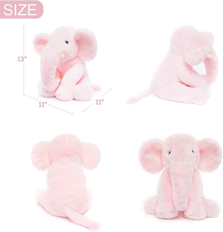WEIGEDU Elefante de peluche rosa de 13" - Juguete de felpa para...