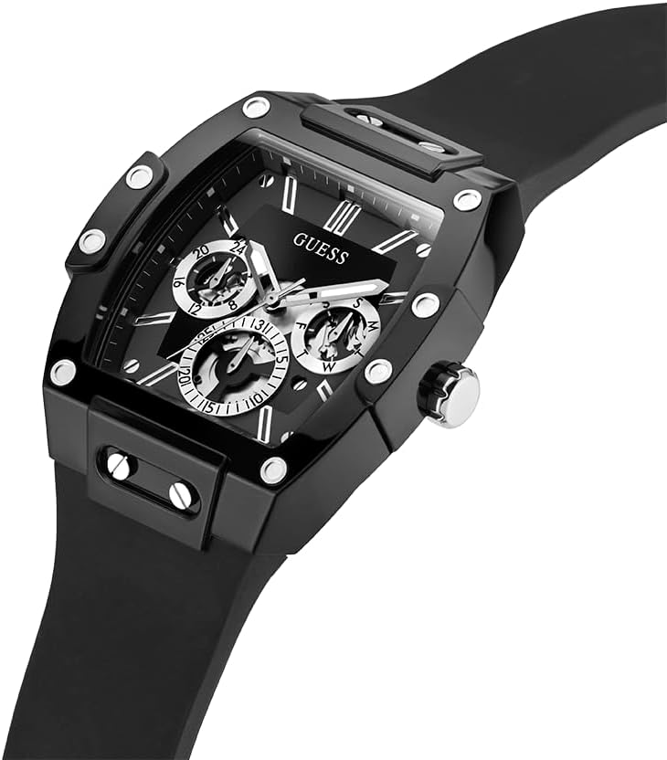 GUESS Serie GW0G para hombre | Reloj de tendencia analógica | Caja de policarbonato | Pulsera de silicona | Resistencia al agua 50M