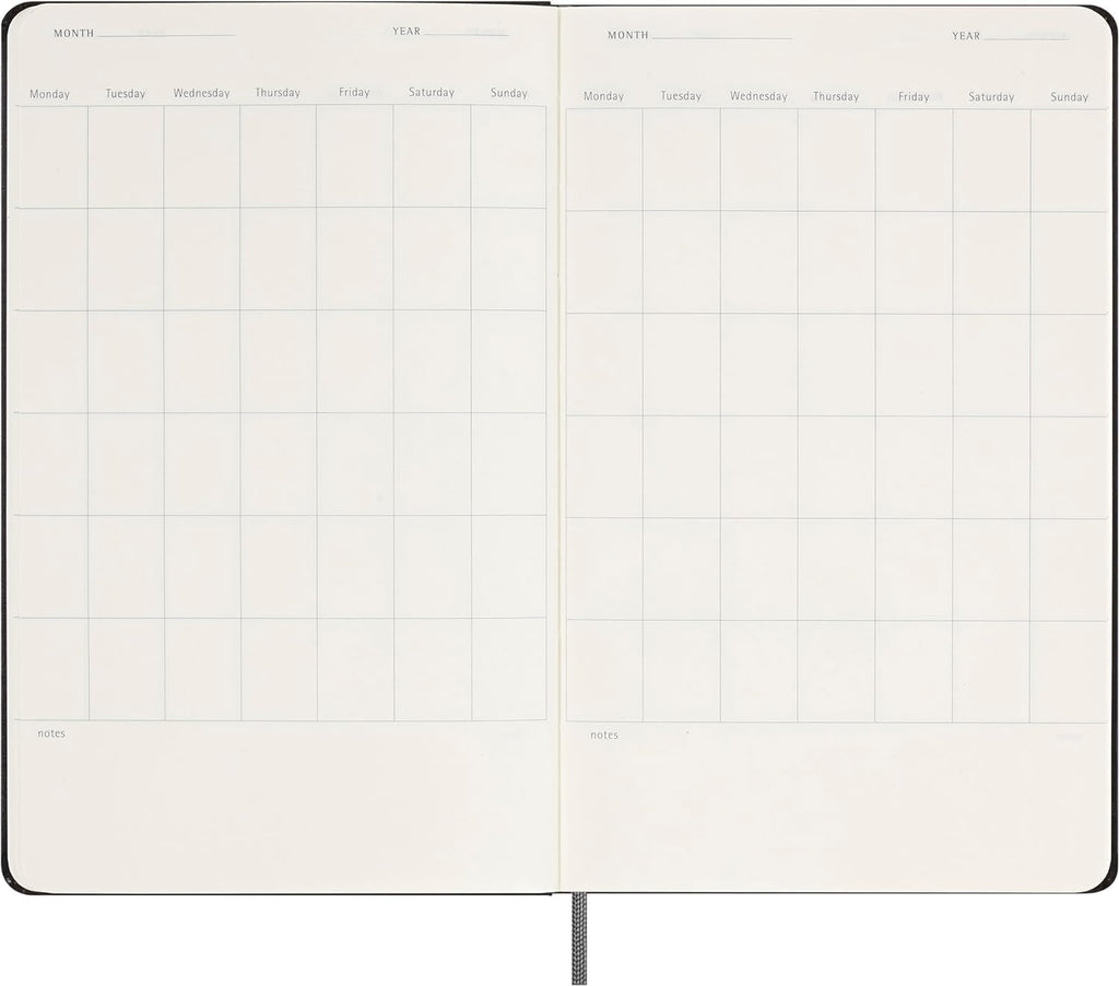 Moleskine Agenda semanal clásica sin fecha, tapa dura, grande (5 x 8.25 pulgadas), negro, 288 páginas