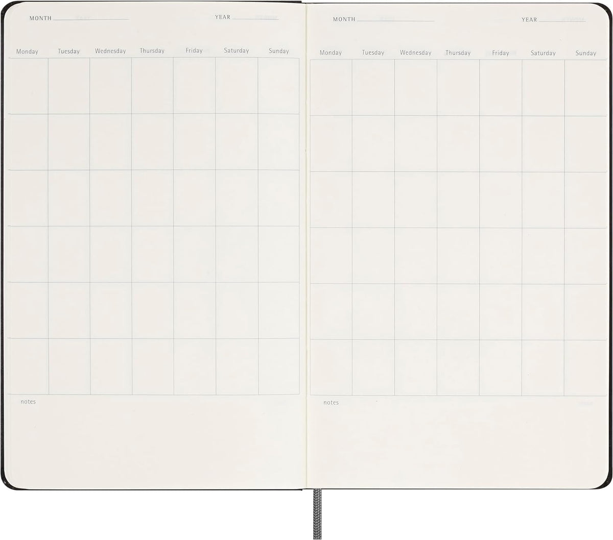 Moleskine Agenda semanal clásica sin fecha, tapa dura, grande (5 x 8.25 pulgadas), negro, 288 páginas