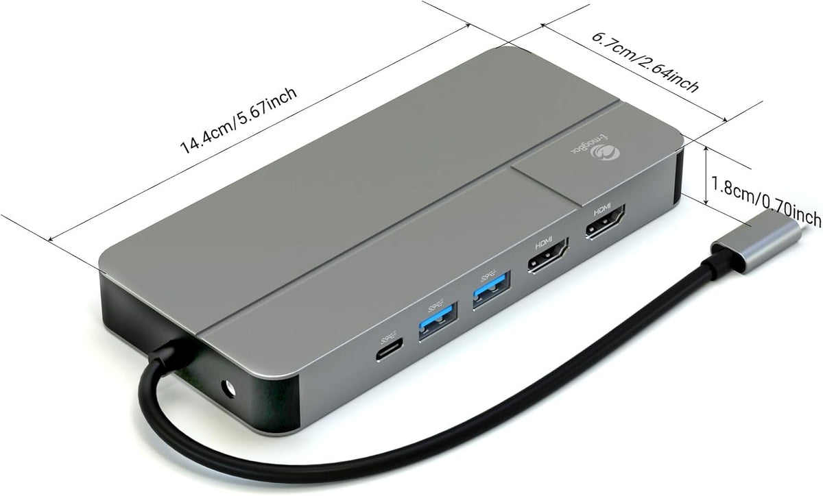 10 en 1 Estación de acoplamiento para MacBook: Doble monitor 2 HDMI 4K/60Hz para MacOS